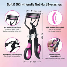 Load image into Gallery viewer, Eyelash Curlers Kit for Women W Lash Curler, Eyelash Comb Seperator, 3 In1 Mascara Brushes, Eyelash Extension Tweezers, Foldable Eyebrow Brush and Comb, 6 Silicone Refills Pads for Natural Eyelashes
