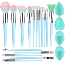 Load image into Gallery viewer, Makeup Brushes 16Pcs Professional Makeup Brush with Makeup Sponge Set Premium Synthetic Foundation Kabuki Eyebrow Concealers Blending Eye Shadow Brushes Make up Tool Kit (Blue)
