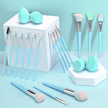 Load image into Gallery viewer, Makeup Brushes 16Pcs Professional Makeup Brush with Makeup Sponge Set Premium Synthetic Foundation Kabuki Eyebrow Concealers Blending Eye Shadow Brushes Make up Tool Kit (Blue)
