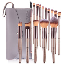 Load image into Gallery viewer, Makeup Brushes 15PCS Champagne Gold Professional Makeup Brush Sets Foundation Brush Blending Powder Blush Concealers Eye Make up Brush Set with PU Leather Cosmetics Bag
