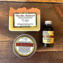 Load image into Gallery viewer, Bearded Trio Gift Set with Hard Wired Beard Oil, Balm, &amp; Body Soap Bar
