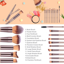 Load image into Gallery viewer, Makeup Brushes 15PCS Champagne Gold Professional Makeup Brush Sets Foundation Brush Blending Powder Blush Concealers Eye Make up Brush Set with PU Leather Cosmetics Bag
