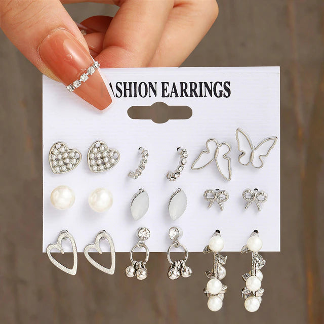 Fashion Earrings - Silver w/ Pearls